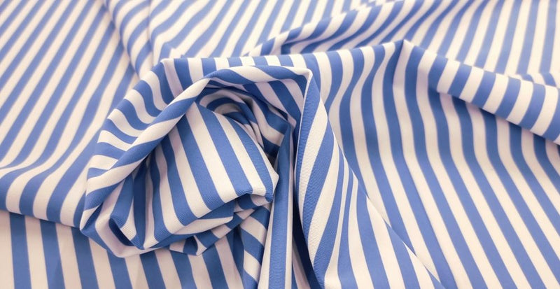 Printed Lycra Blue White Stripe 3