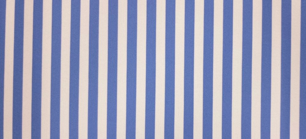 Printed Lycra Blue White Stripe