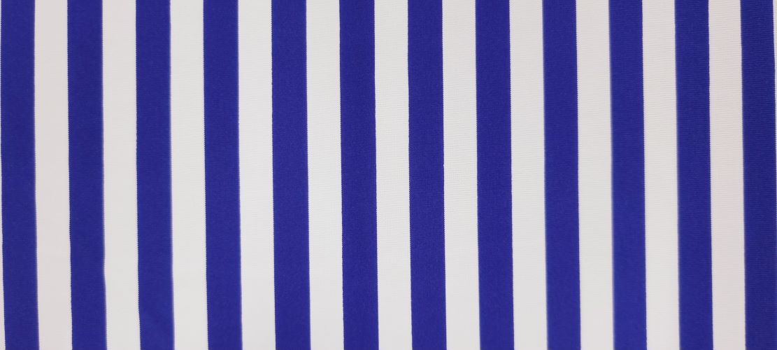 Printed Lycra Blue White Stripes