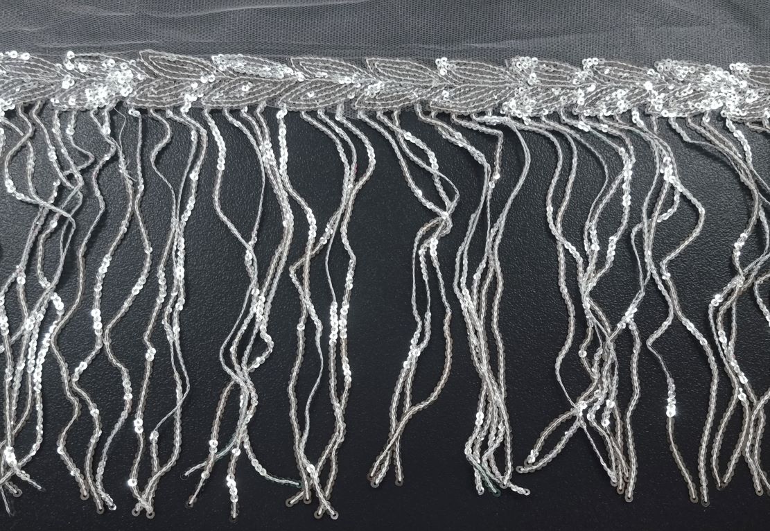 Sequin Fringe 20cm Silver