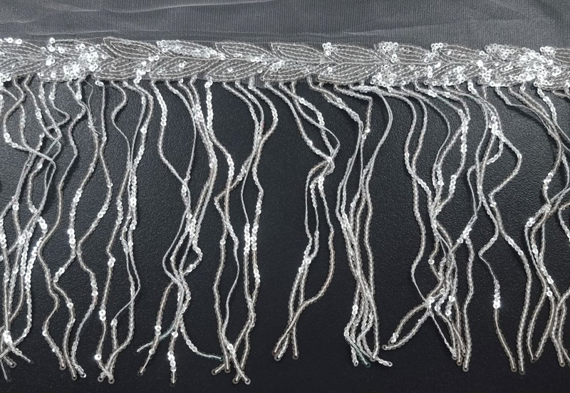 Sequin Fringe 20cm Silver