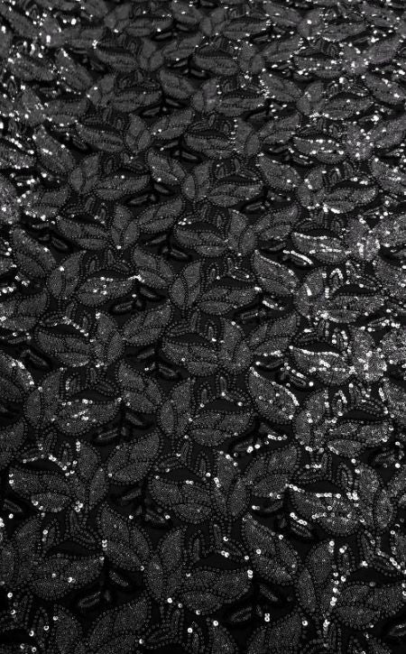 Sequin Lace Leaf Black 1.1