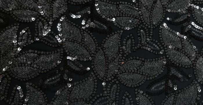 Sequin Lace Leaf Black