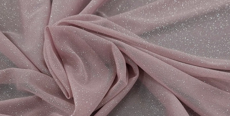 Stretch Glitter Chiffon Charleston Pink