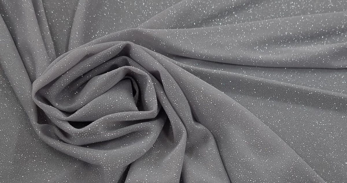 Stretch Glitter Chiffon Grey