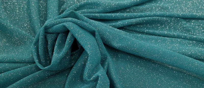 Stretch Glitter Chiffon Lagoon