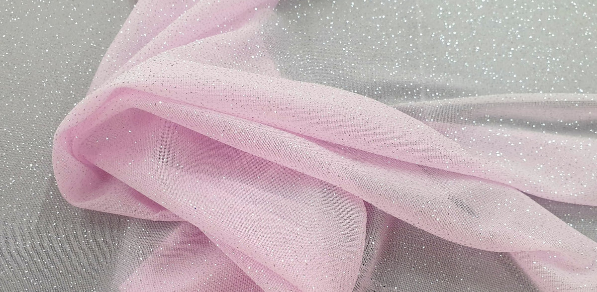 Stretch Glitter Chiffon Pink