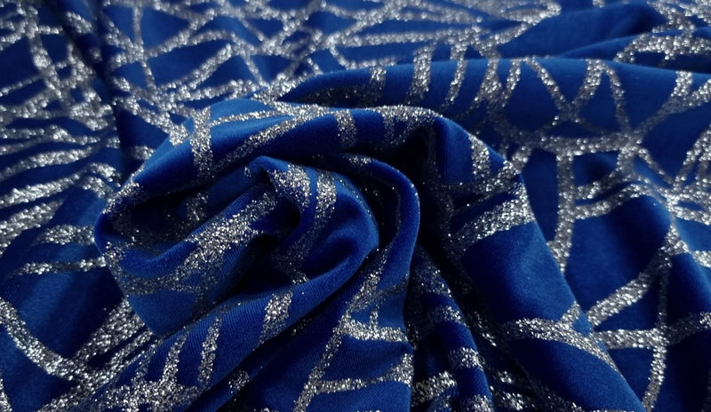 Stretch Velvet Jigsaw Royal 2