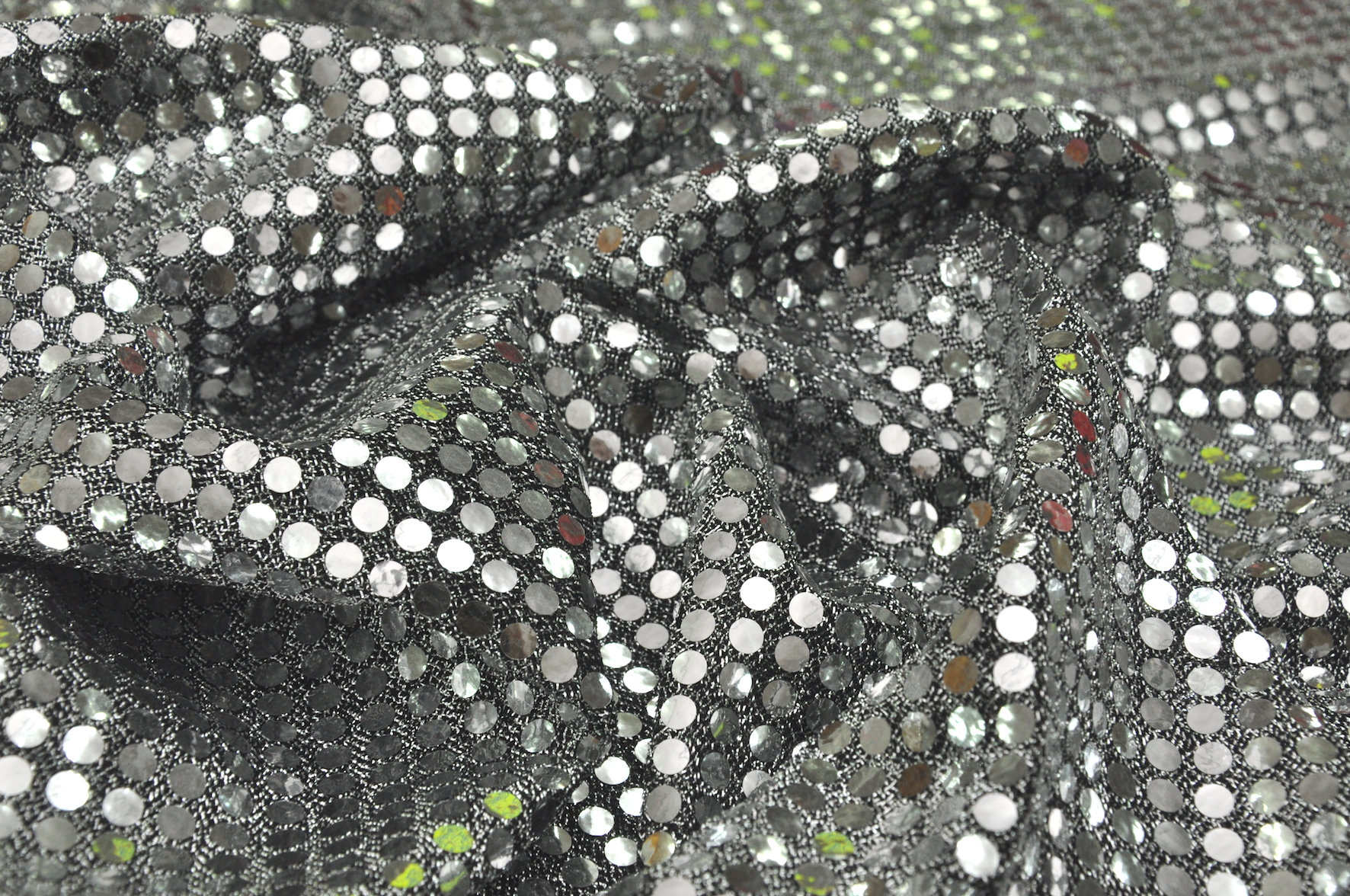 Silver - 6mm Sequin Fabric - Shiny Sparkly Material - 44 (112cm) wide  Knitted Backing