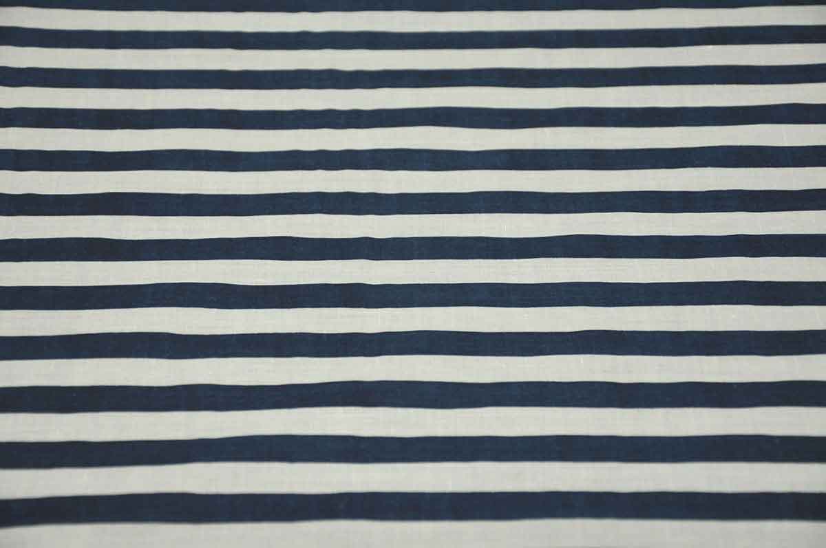 Printed Cotton Stripe Navy | DK Fabrics