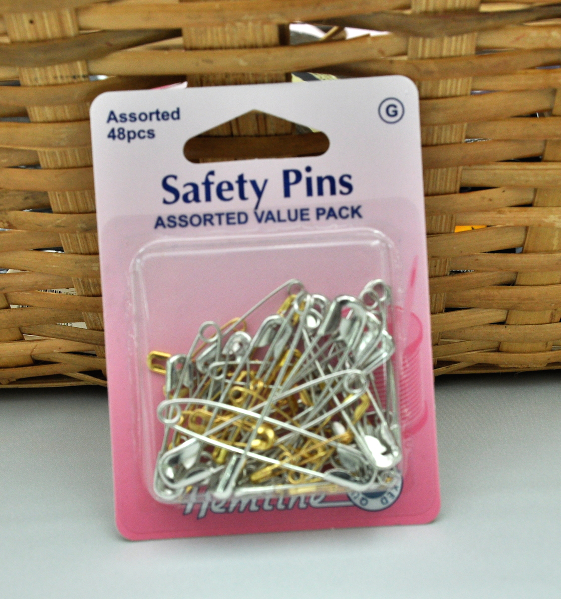 Safety Pins Assorted Dk Fabrics
