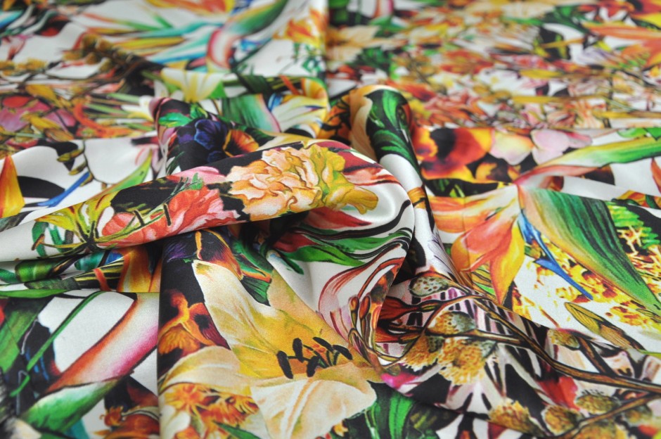 Printed Silk Spandex Tropical | DK Fabrics
