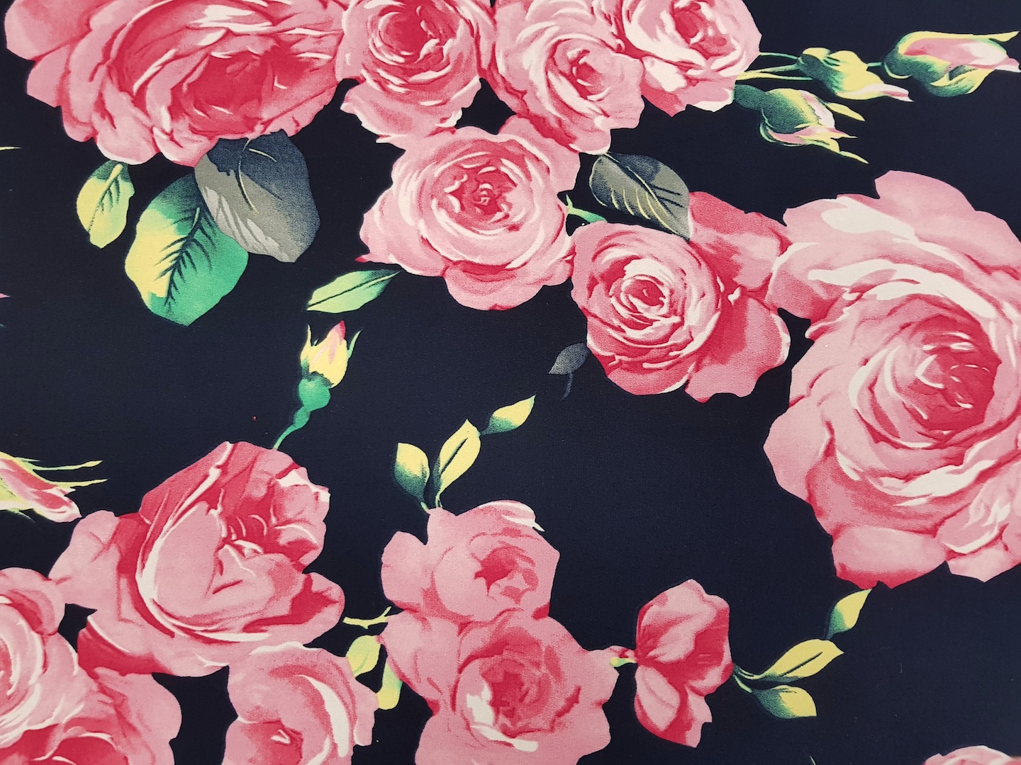 Printed Knit Pink Roses | DK Fabrics