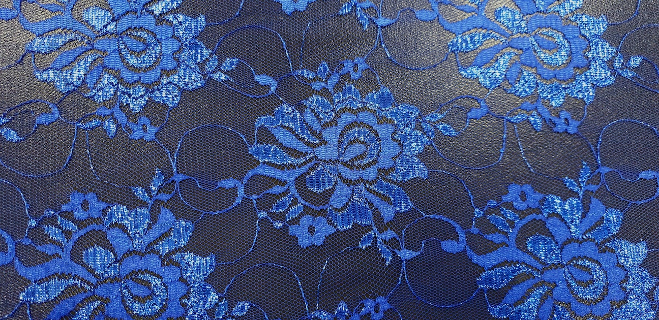 Stretch Lace Fabric Embroidered Poly Spandex French Floral Victoria 58  Wide by the yard (Navy Blue)